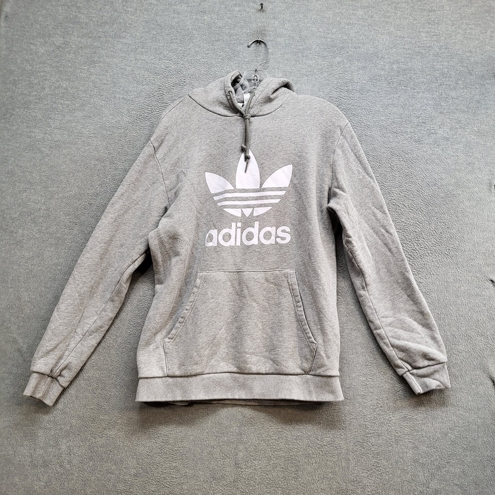 Adidas Originals Men Sweatshirt Large Gray‎ Hoodie Logo Adicolor Classic Trefoil